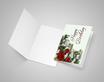 Birthday Cards Cute Flowers A5 C5 Religious Card Print Lime Red
