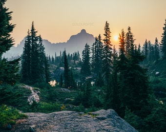 Mountain Forest Sunrise Orange Sunset Canada Rocky Terrain Scene HD Art Deco Large Print Jpg A4 A3 Home Stock Photos Royalty Free