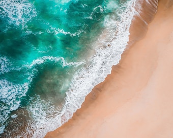 Crystal Green Sea Paradise Beach White Sand Foam Landscape Scene Descargar HD Art Deco Large Print jpg A4 A3 Home Fotos de archivo Libres de Derechos