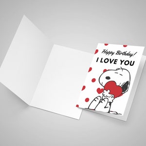 Snoopy Geburtstagskarten Süße Herzen Karte C5 / A5 A4 Print