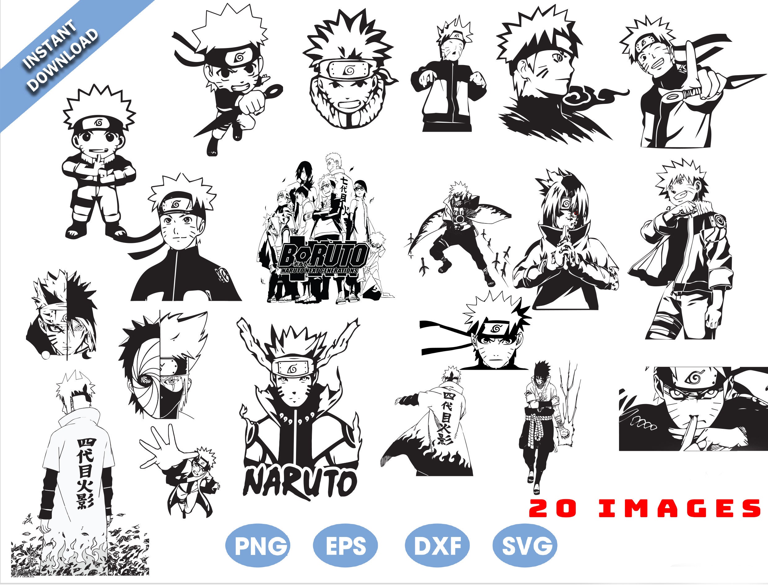 Bundle 20 Naruto SVG Bundle Silhouette Cut Files ClipartSVG Etsy
