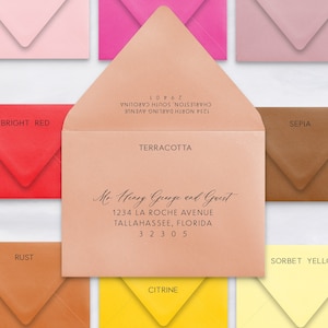 Colored Envelope with Guest Addressing, A7 Envelope with Guest Address & Return Address,