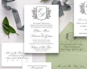 Southern Charm Wedding Invitation - Invite, Response Card, Envelopes, Details Card