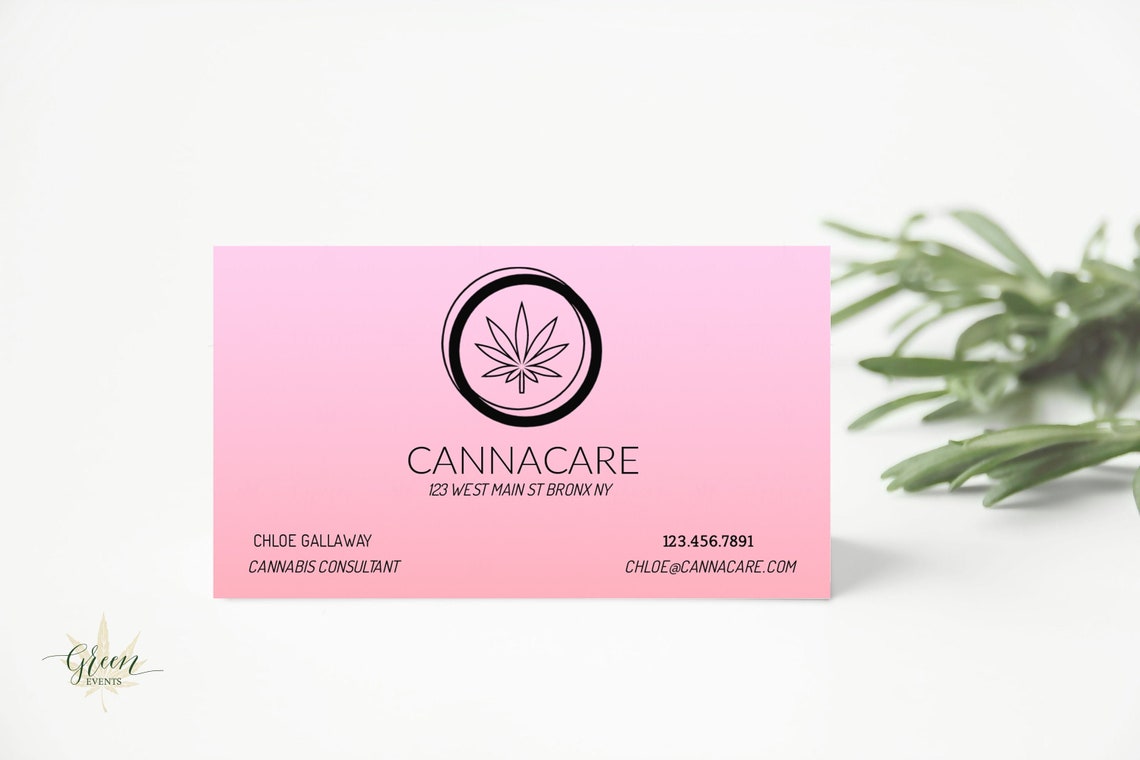 Cannabis Business Card Template DIY Editable Marijuana Weed Etsy