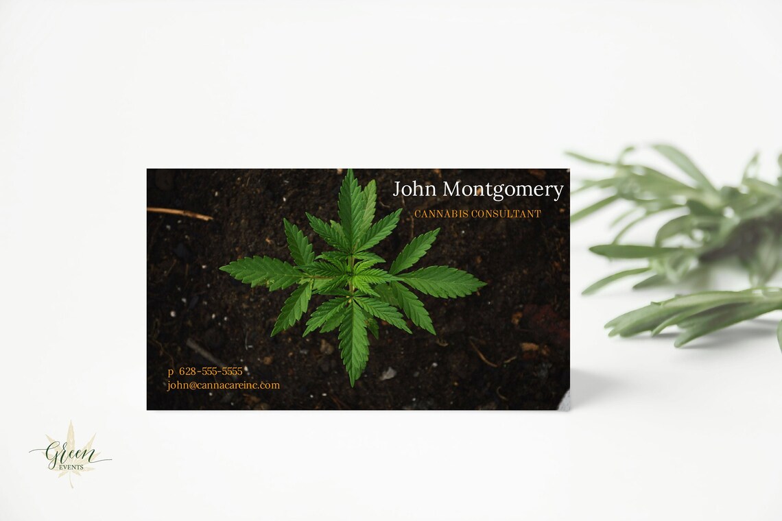 Cannabis Business Card Template DIY Editable Marijuana Weed Etsy