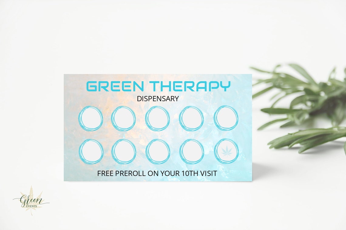 Cannabis Dispensary DIY Rewards Card Template Punch Card Etsy