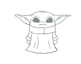 Baby Yoda Line Art Etsy