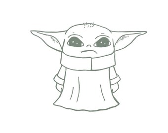 Baby Yoda Line Art Etsy Baby Yoda Line Art Etsy
