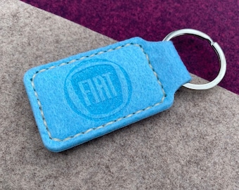 fiat 500 500l 500e 500x 124 spider abarth key chain keychain holder case leather accessories personalised gift felt