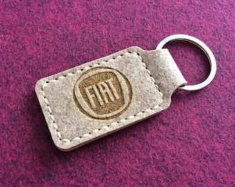 fiat 500 500l 500e 500x 124 spider abarth key chain keychain holder case leather accessories personalised gift felt