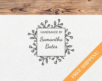 Handmade By Stamp with Flower Accent, Gift for Artist, Entrepreneur Gift, Small Business Owner Stamp