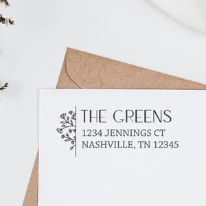 Custom Floral Return Address Stamp: Personalized Stationery
