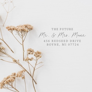 The Future Mr. & Mrs. Wedding Return Address Stamp with Elegant Cursive Font | Great for Save the Dates, Invitations, or Engagement Gifts