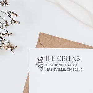 Custom Floral Return Address Stamp: Personalized Stationery