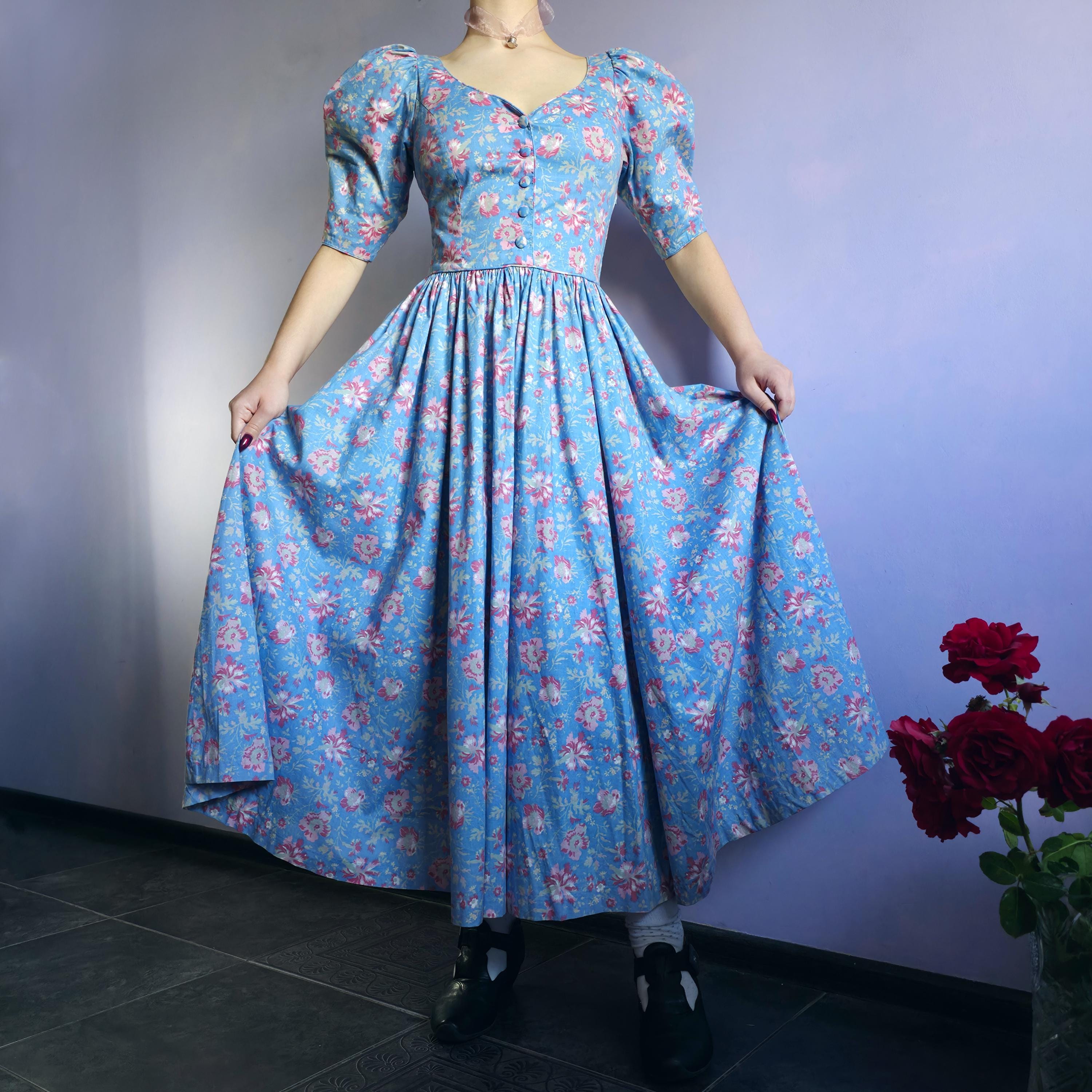 ローラ アシュレイ ヴィンテージ 80年代 ティーフローラル ドレス