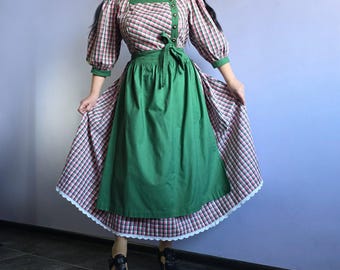 1950年代のヴィンテージ花柄コットンピナフォアエプロンドレス - Etsy 日本