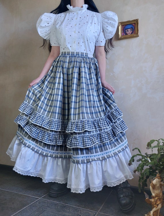 Austrian Bavarian dirndl folk cotton set : white … - image 4