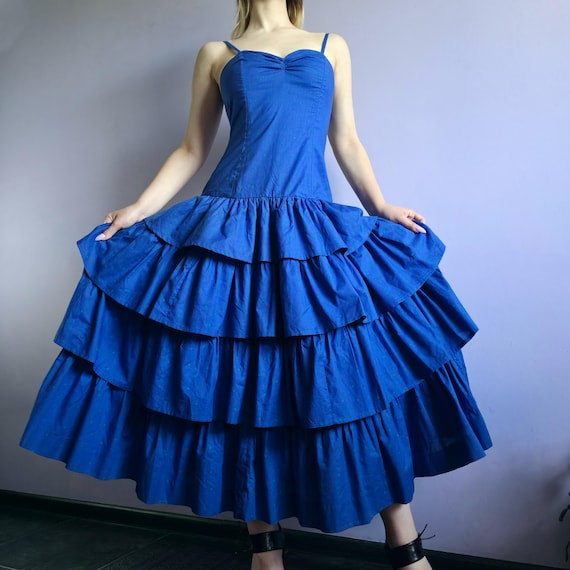 LAURA ASHLEY Vintage 80s Corset Formal Tiered Polka Dot Sundress