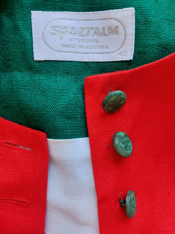 Austrian Bavarian dirndl fairy green + red linen … - image 8