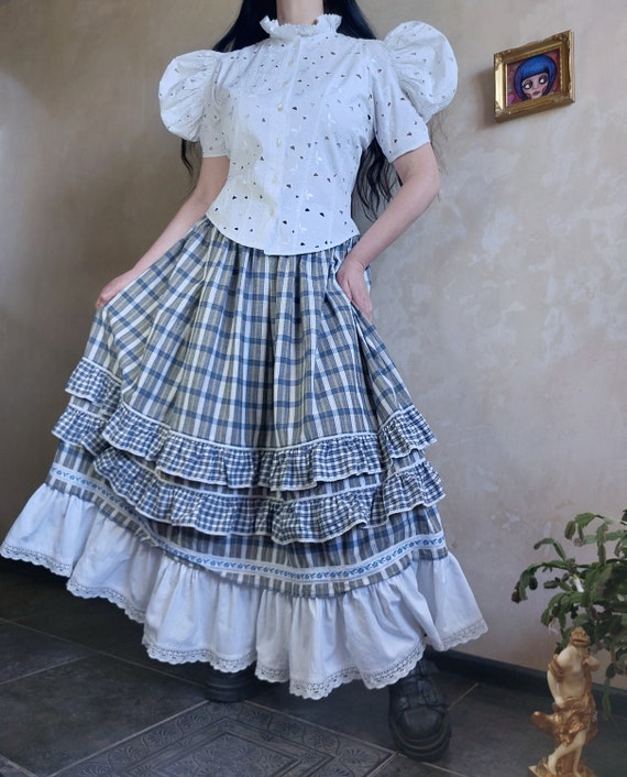 Austrian Bavarian dirndl folk cotton set : white … - image 7