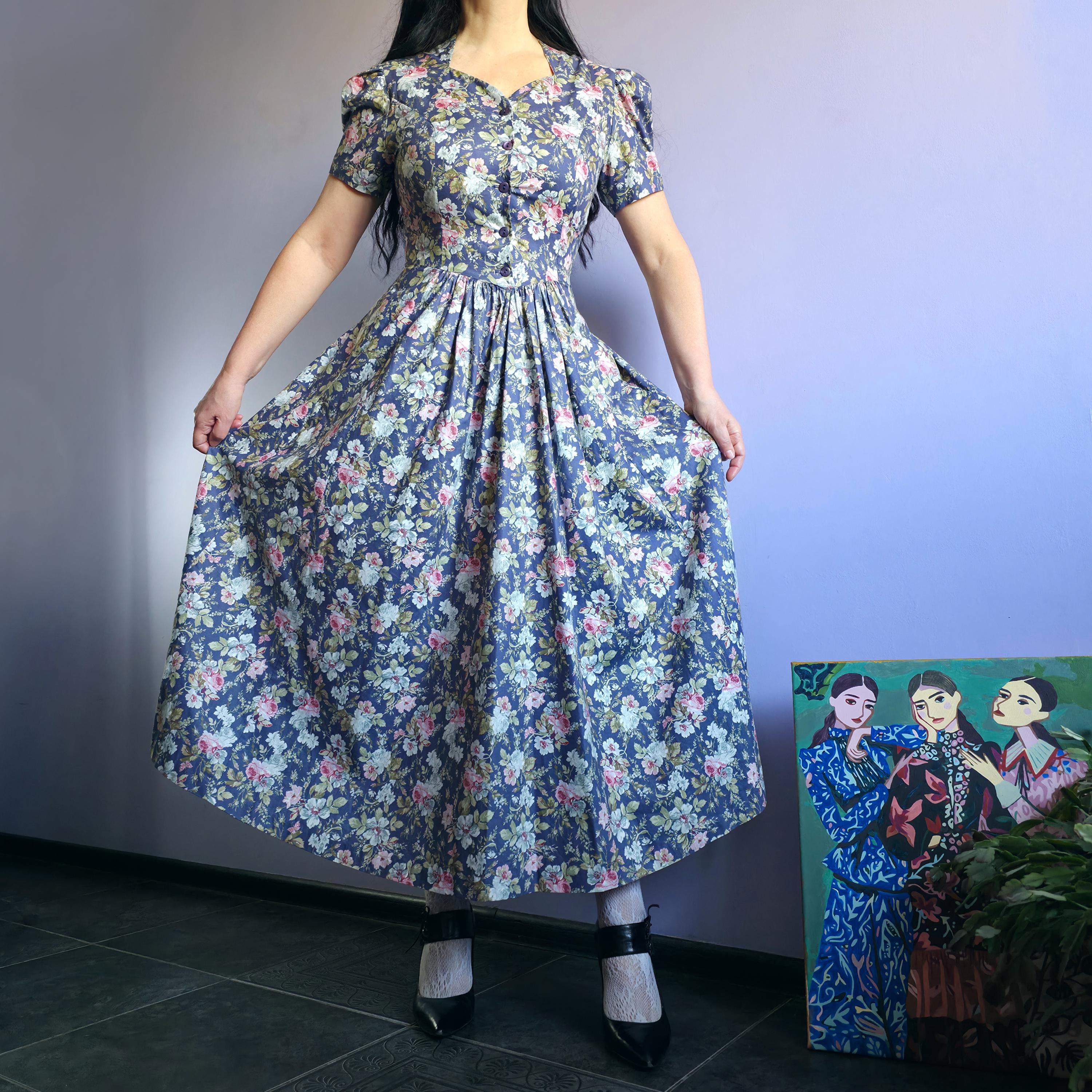 laura ashley floral maxi dress Vintage Laura Ashley Silk Floral Maxi Dress Size 4