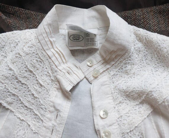Chemisier Vintage Laura Ashley Crème/ivoire - Taille 10 - Viscose Manches Longues