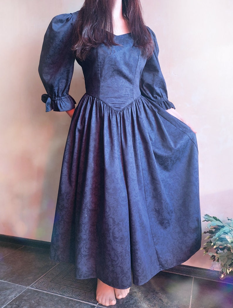 LAURA ASHLEY 80s Vintage Formal Ball Gown Dark Blue Cotton | Etsy
