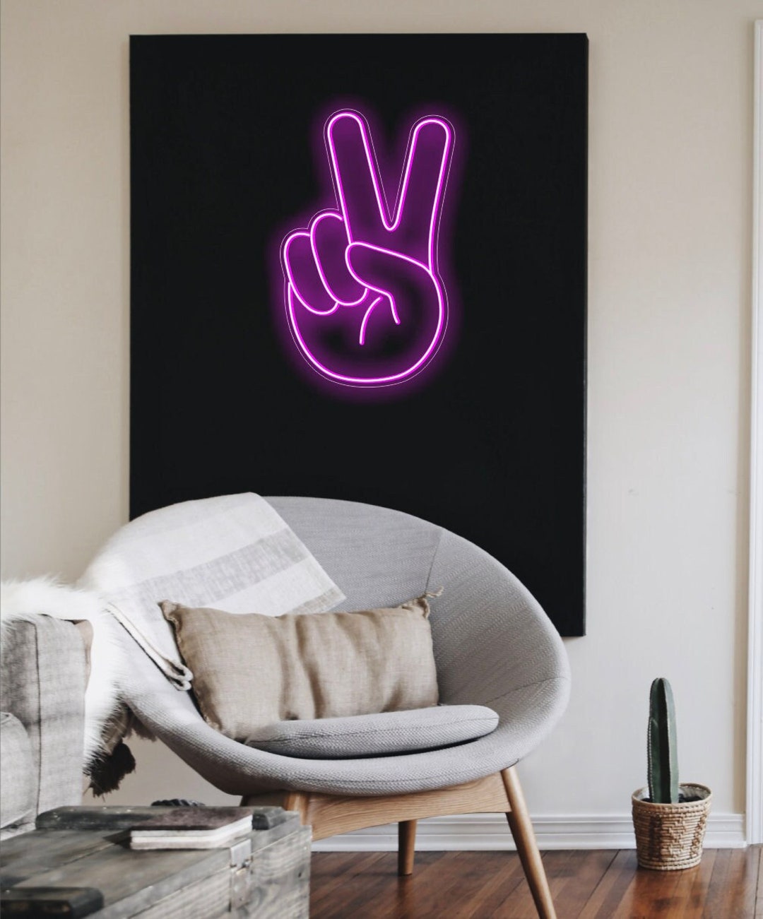 Peace Neon Sign, Hand Sign, Fingers Neon, Peace Neon Sign, Girl Room