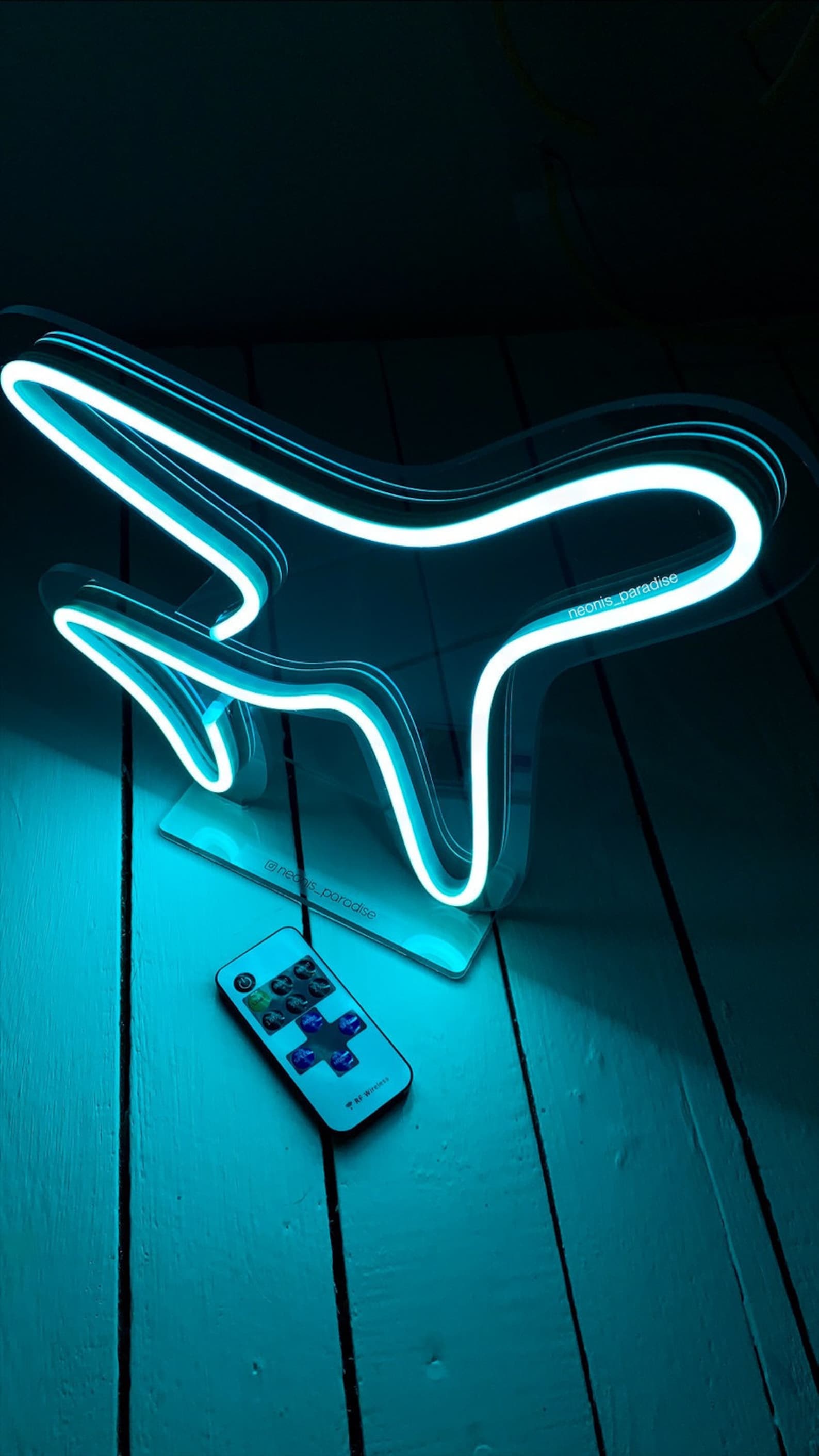 Plane Neon Sign Neon Sign on Stand Blue Neon Airplane Neon - Etsy