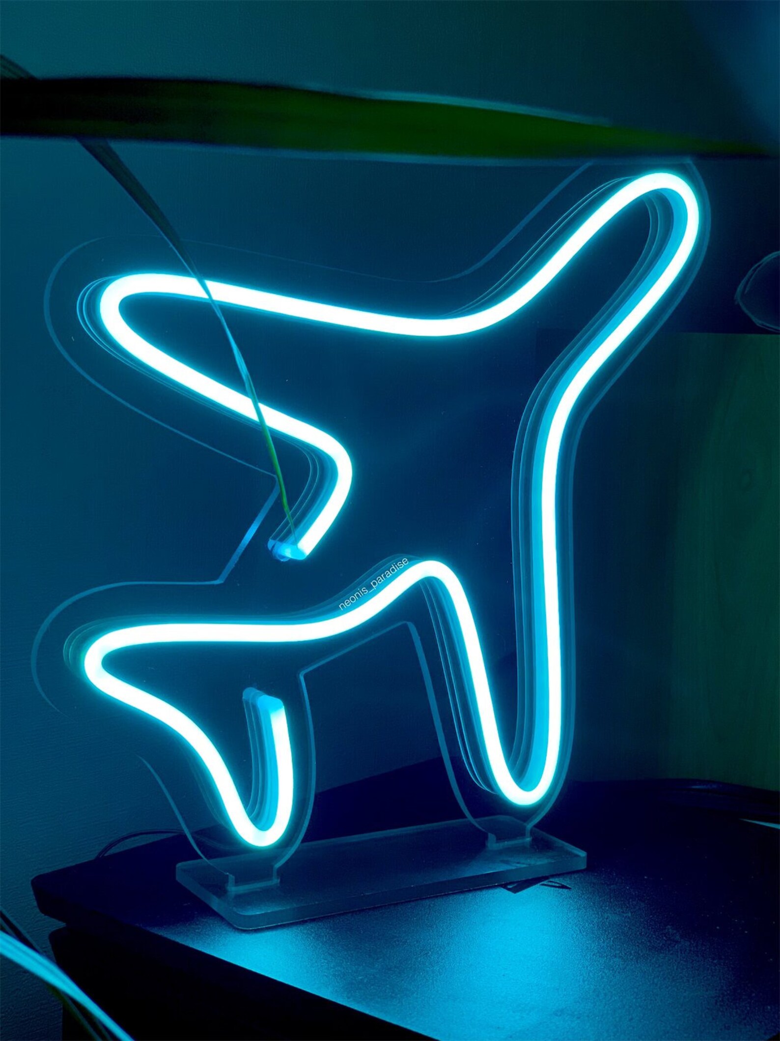 Plane Neon Sign Neon Sign on Stand Blue Neon Airplane Neon - Etsy