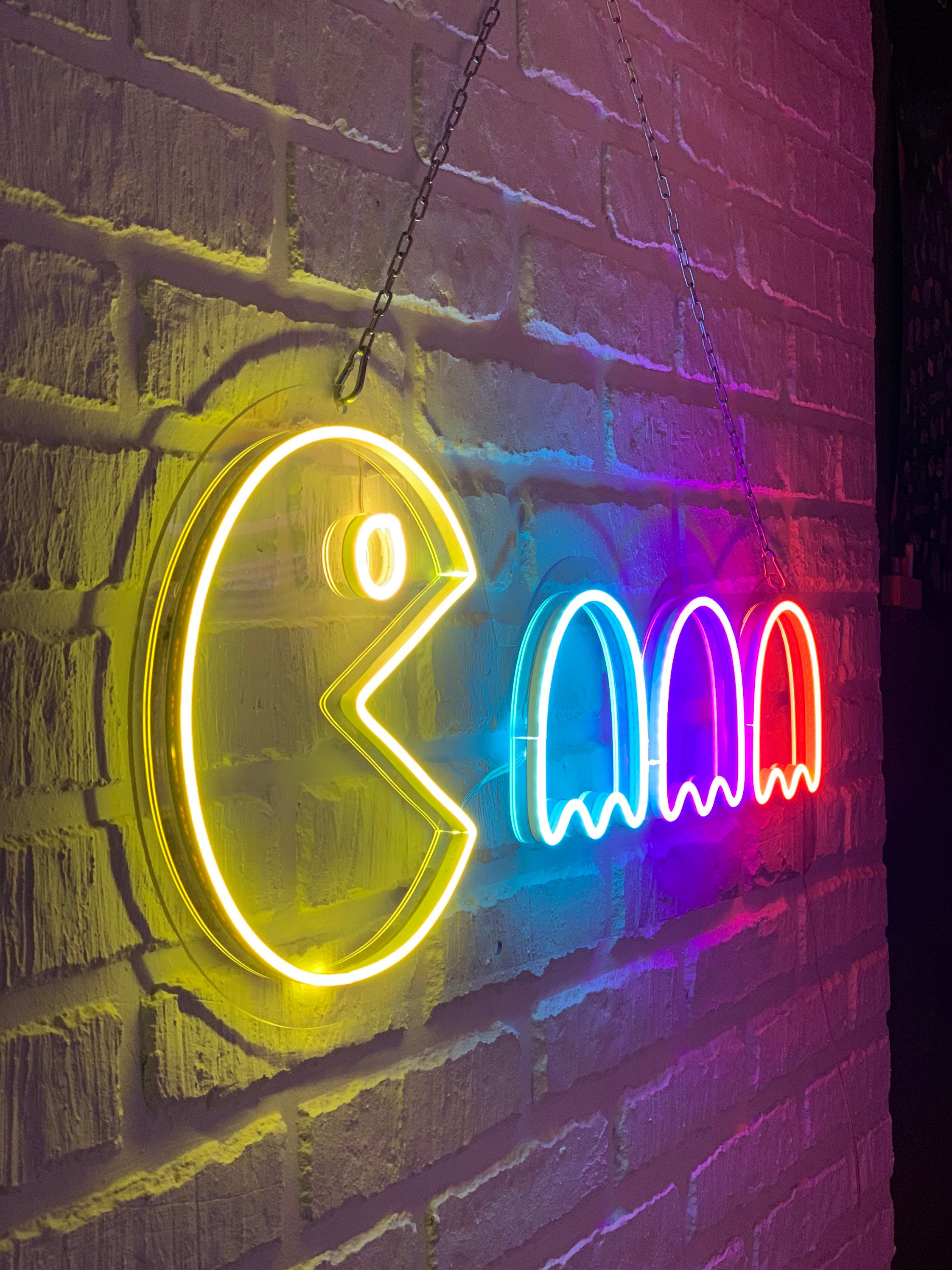 Pac man ledneon wall neon decor Custom bedroom led neon sign Etsy
