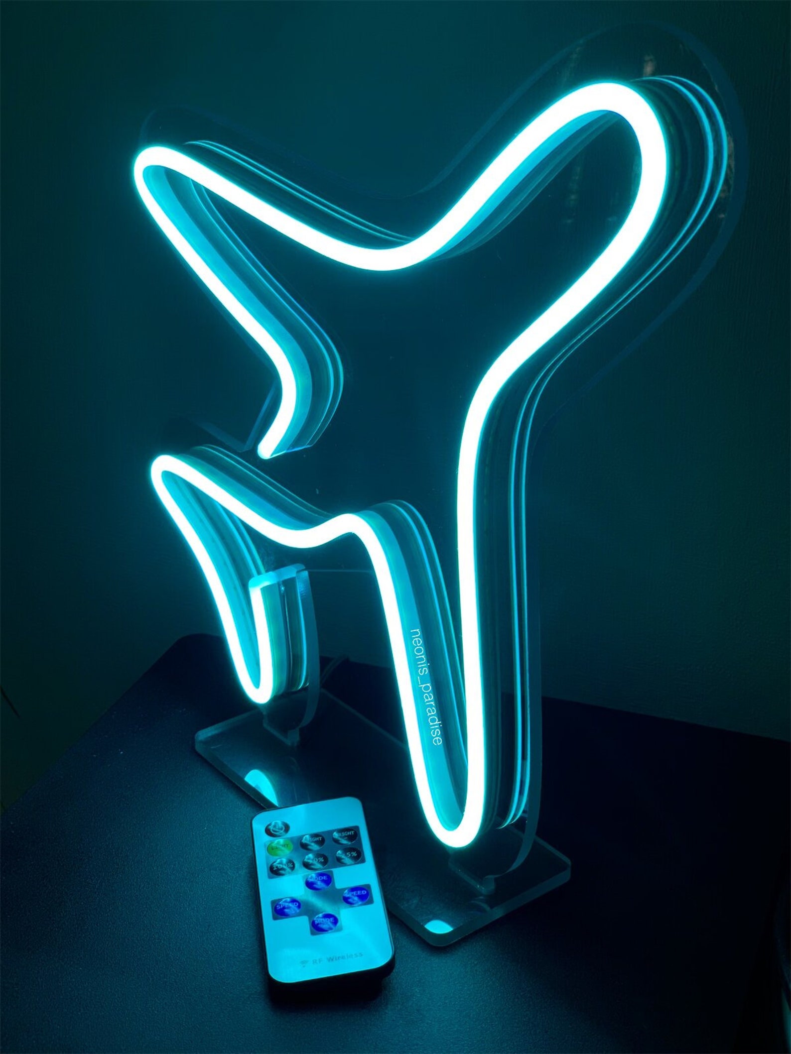 Plane Neon Sign Neon Sign on Stand Blue Neon Airplane Neon Etsy