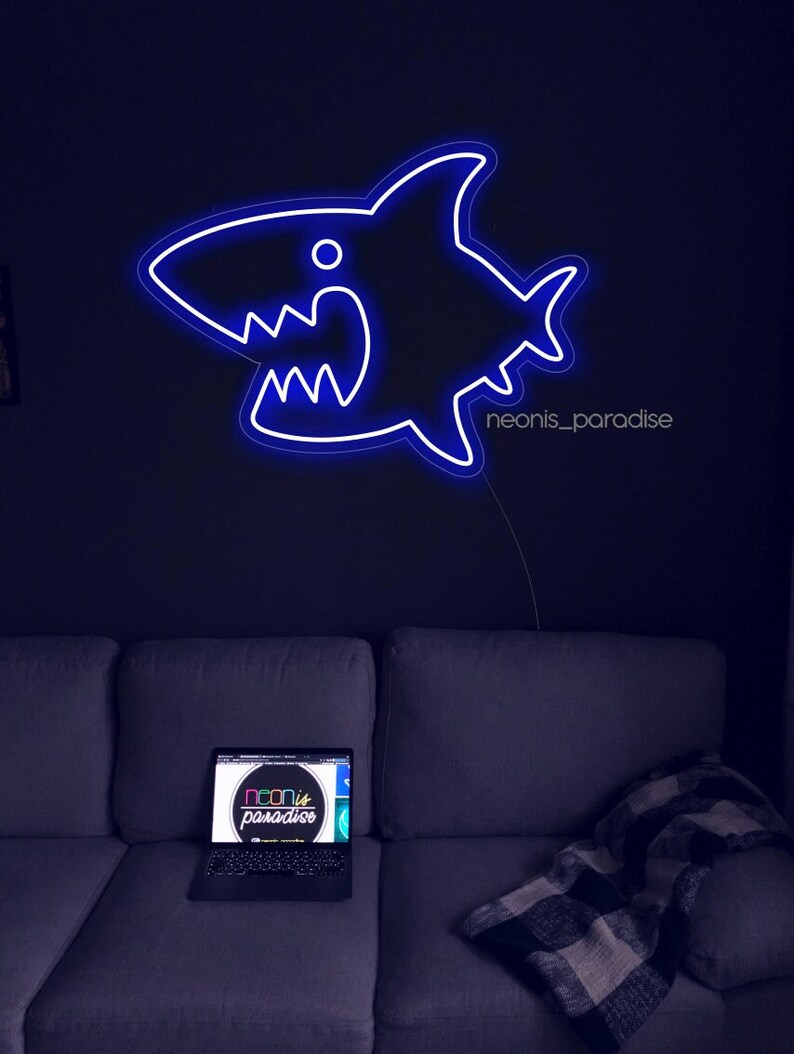 Shark Neon Wall Sign Fish Neon Ocean Wall Decor Light Etsy