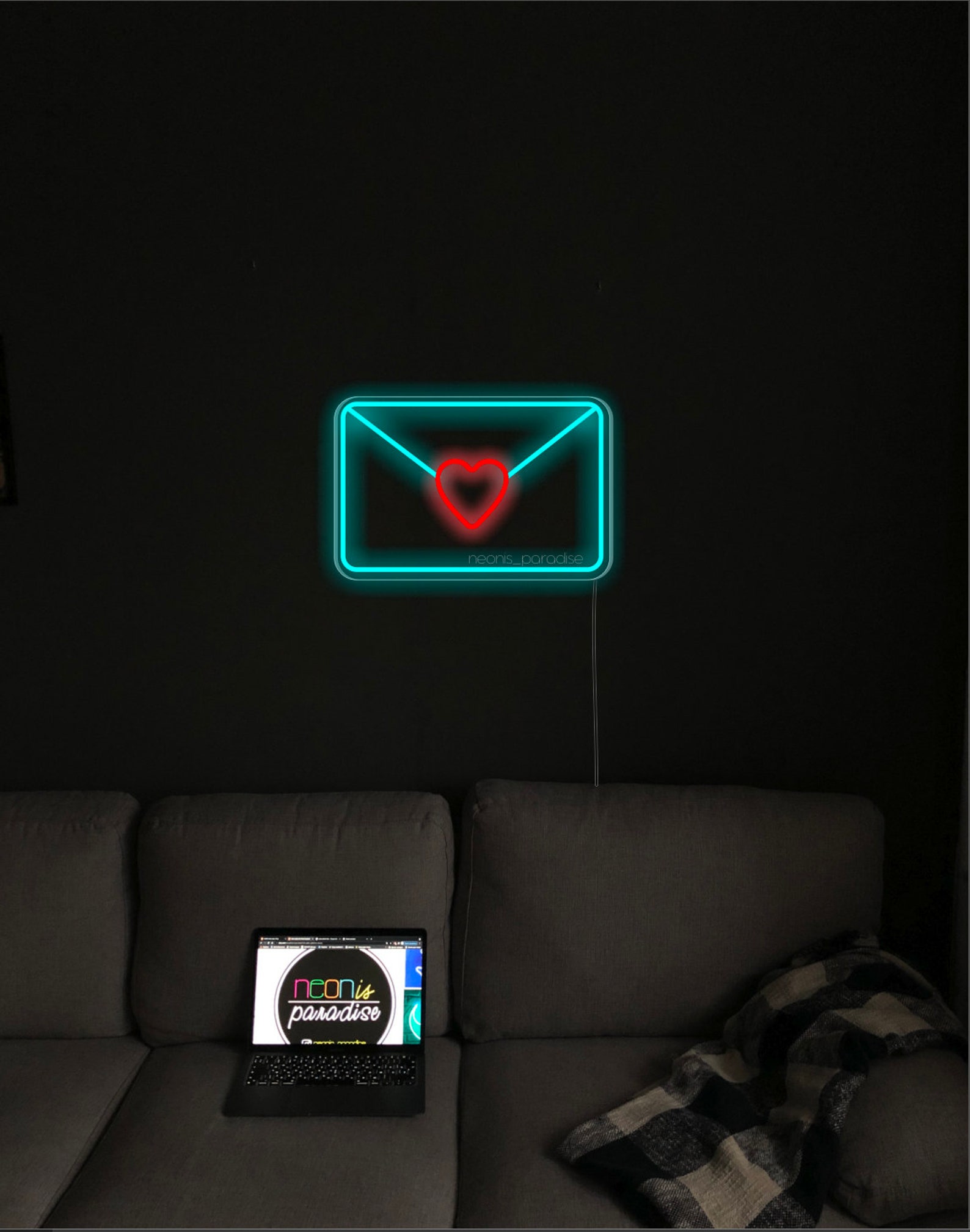 Envelope Neon Sign Letter LED Wall Decor Sign Mail Letter Etsy