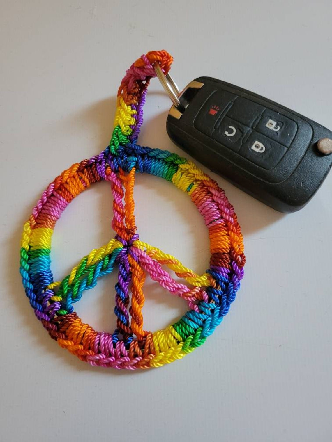Peace Sign Key Ring Crochet Peace Sign Key Chain Peace Symbol 60's-70's - Etsy