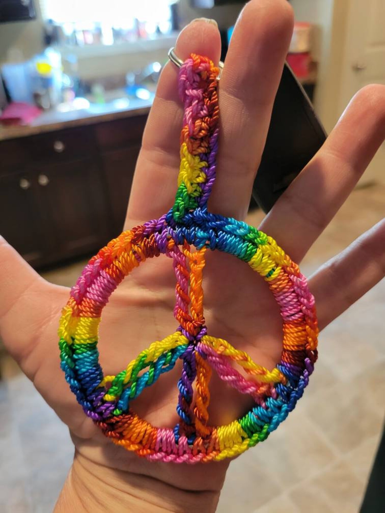 Chain Peace Sign Crochet Peace Sign Key Chain Peace Symbol 60's-70's - Etsy
