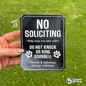 Pet Owner No Soliciting Magnet: Keep Pets Calm Magnetic Door Sign