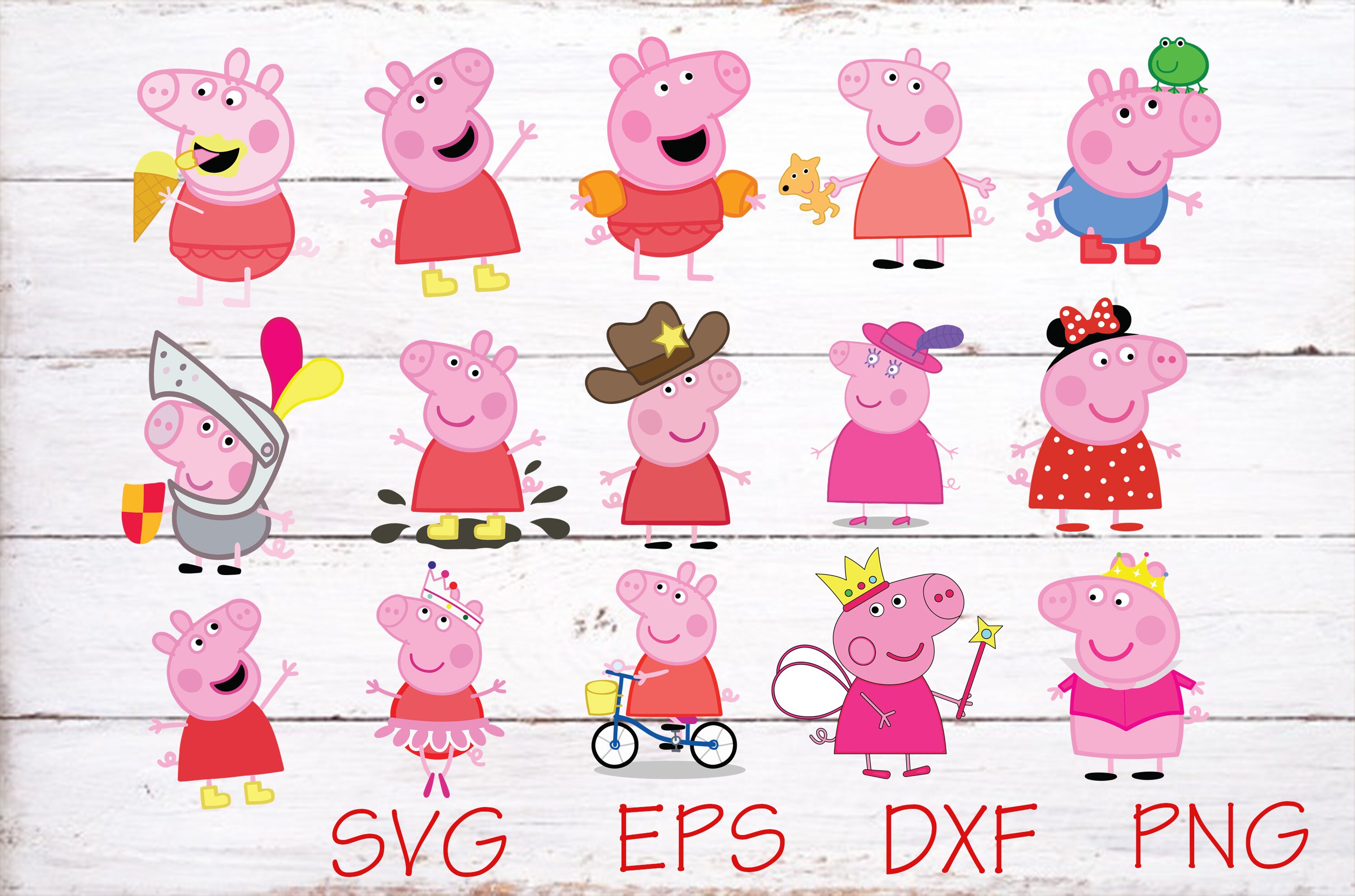 15 Designs of Peppa Pig SVG Bundle Peppa Pig Cricut File | Etsy