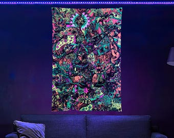 Eye Chain - Neon Fluorescent Blacklight Tapestry 24x26