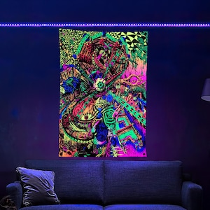 Snake Eye (Blacklight Trippy Tapestry) Psychedelic UV Reactive Fluorescent Wall Hanging
