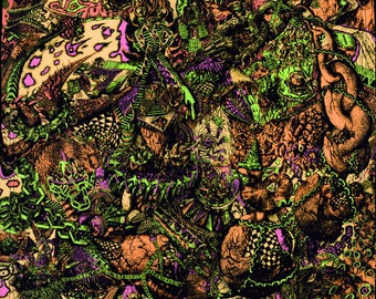 Eye Chain - Fluorescent Black-light Tapestry 24x26