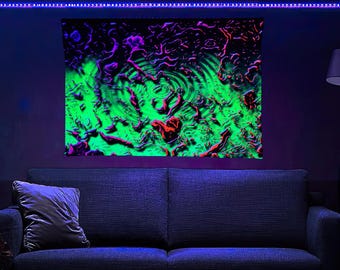 Ripple Effect (Blacklight Trippy Tapestry) Psychedelic UV Reactive Fluorescent Wall Hanging