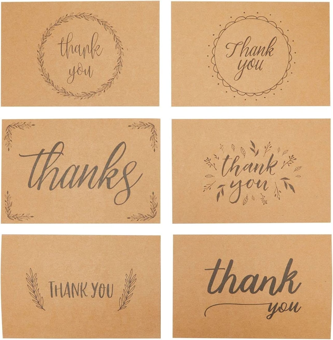 36 Pack Rustic Kraft Thank You Cards With Envelopes for Wedding, Baby ...