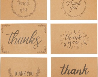 36 Pack Rustic Kraft Thank You Cards with Envelopes for Wedding, Baby Shower, Birthday Party (4 x 6 In)