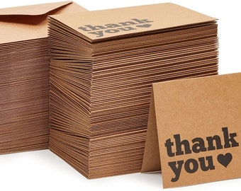 120 Pack Kraft Thank You Cards with Envelopes, Boxed Bulk Set (3.5 x 5 In)