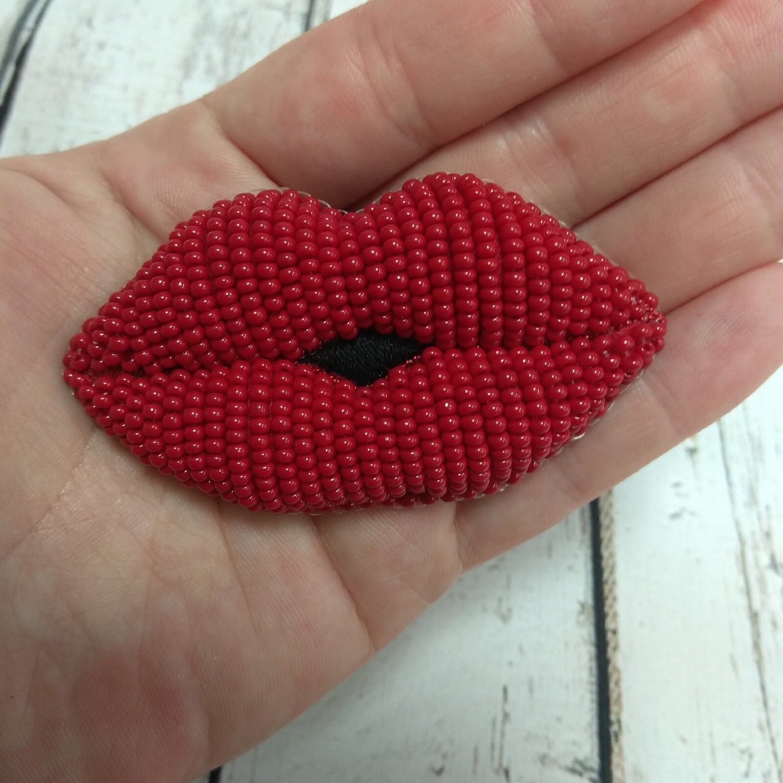 Jewelry Bead Brooch Red Lips Birthday Gift Etsy