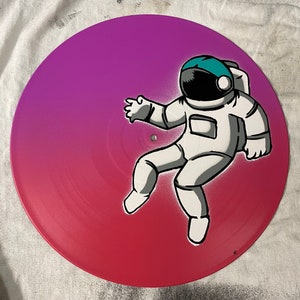 Custom Painted Vinyl Record - Teal Astronaut