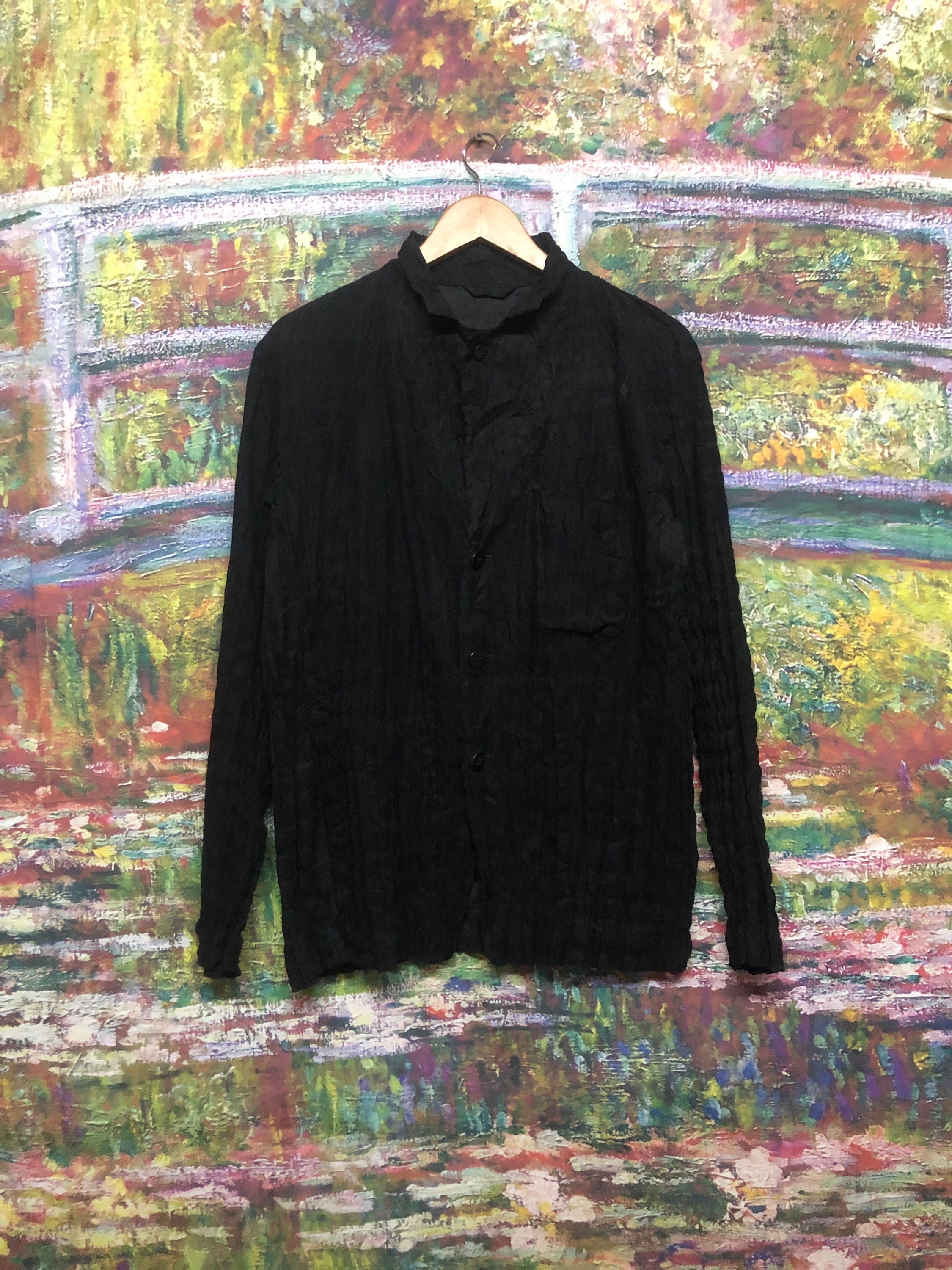 Vintage Issey Miyake Long Sleeve Button Up Crinkle Shirt Size M