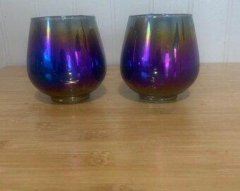 Stunning Iridescent Stemless Wine Glass - Pink Iris Tinted Goblet For Special Occasions