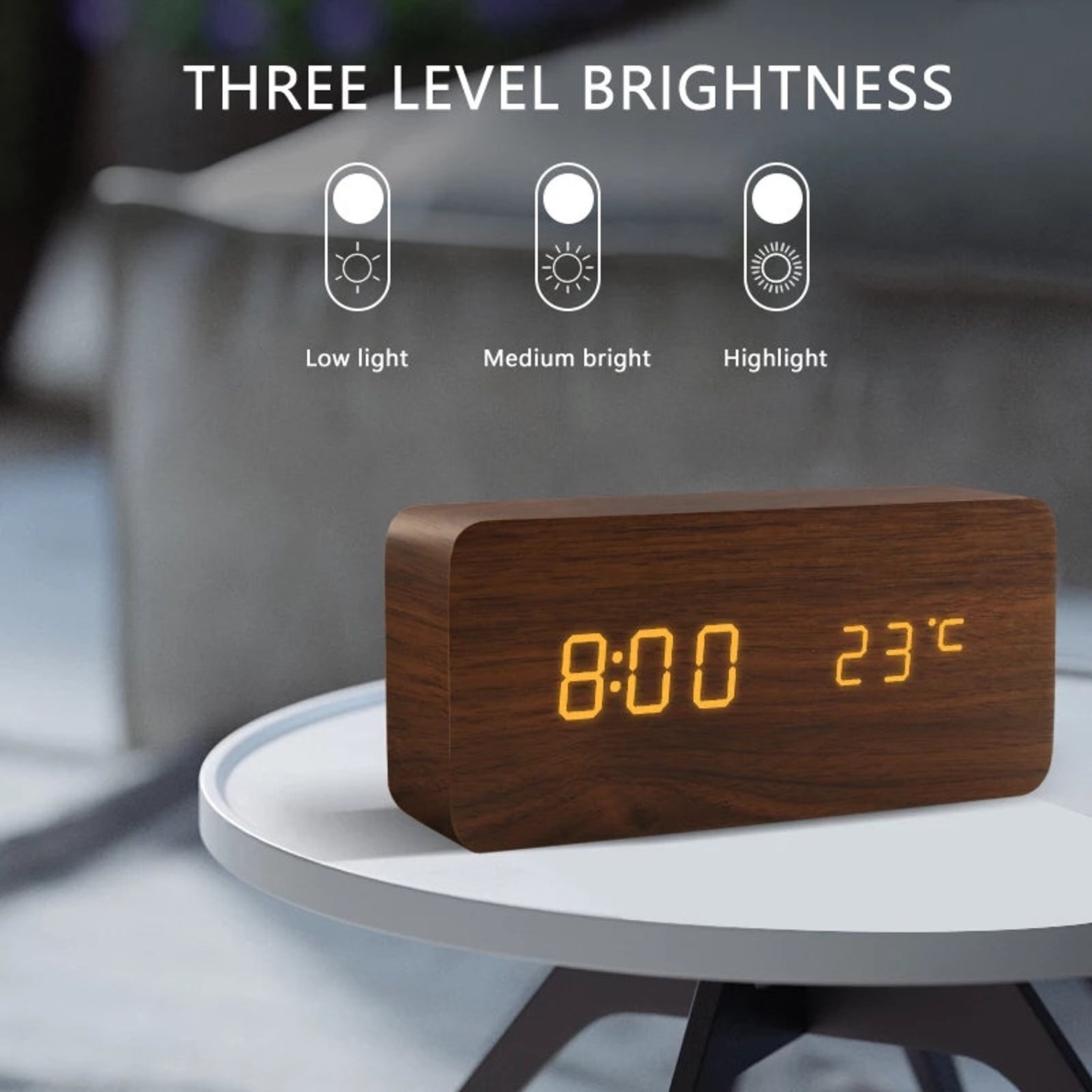 Alarm Clock LED wooden clock table clock living room clock Etsy
